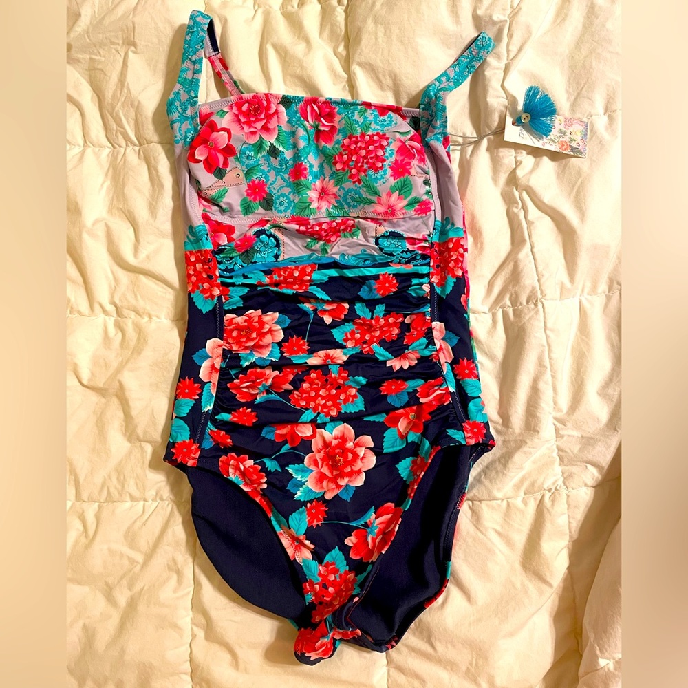Johnny Was Jasper ruched one piece swim suit